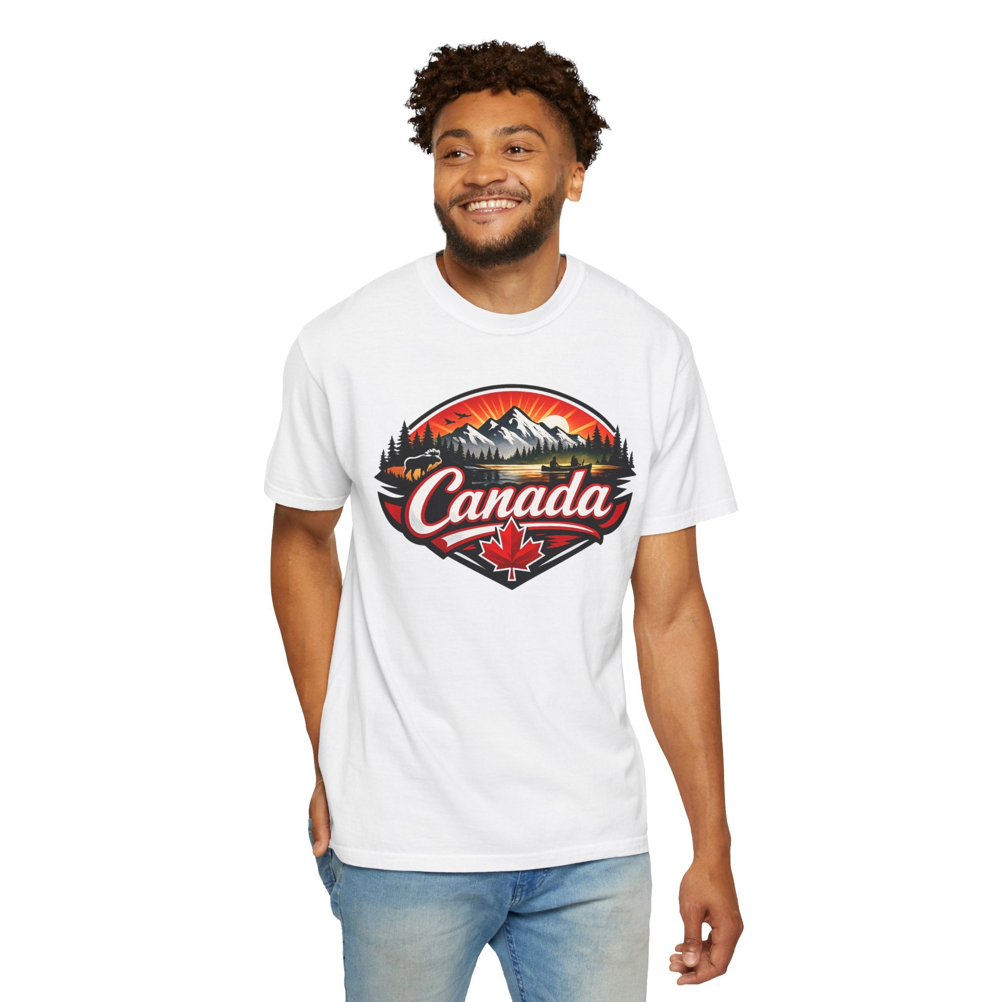 Canada Mountain Badge T-shirt Retro Maple Leaf, Outdoor Badge Design