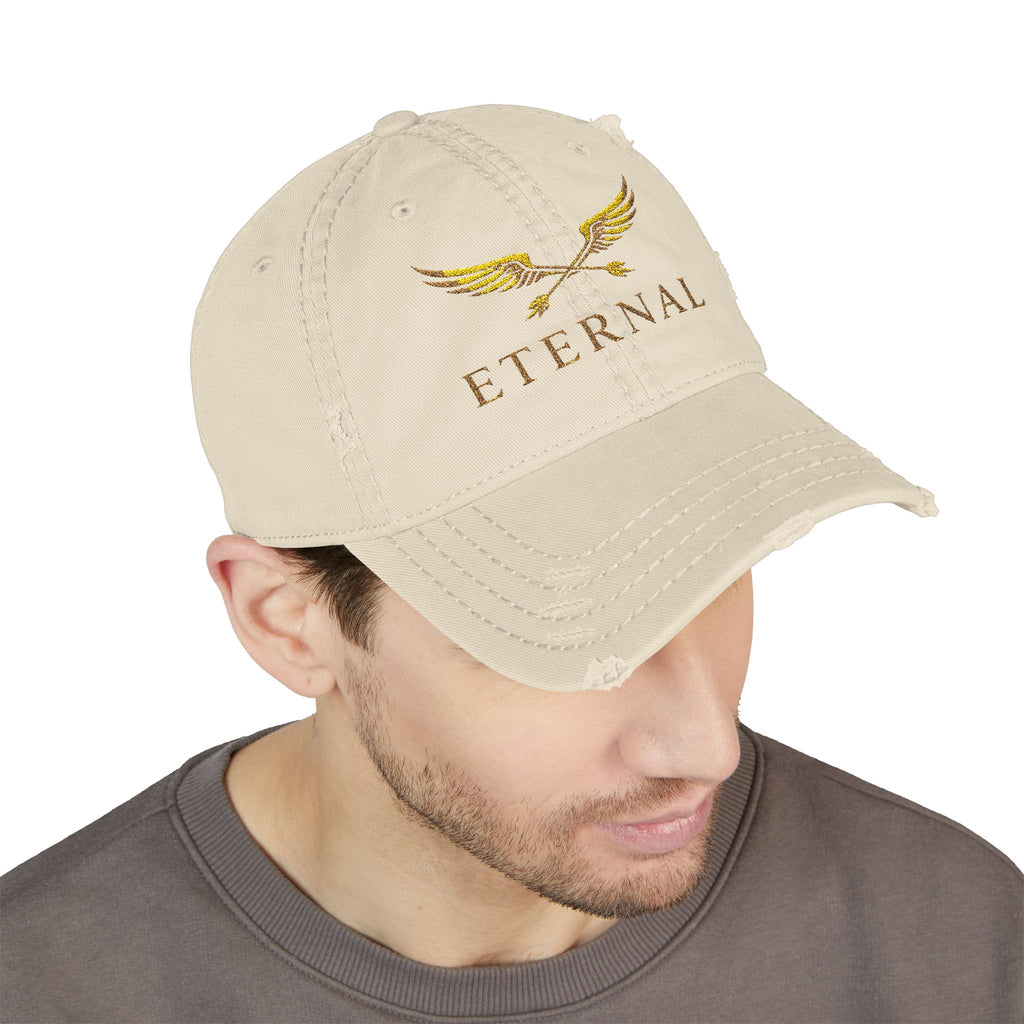 Eternal Embroidered Distressed Dad Hat - Vintage Wing Logo