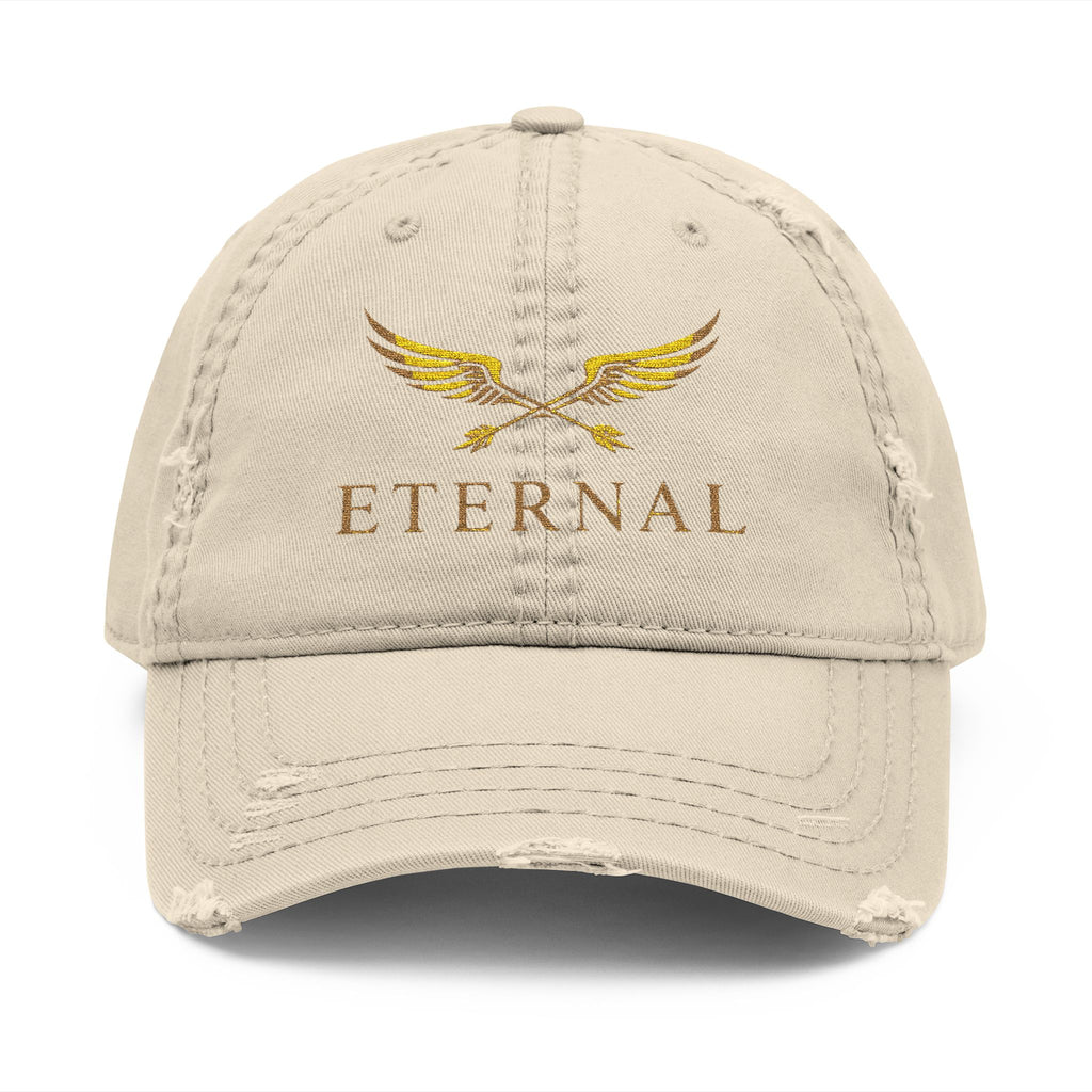 Eternal Embroidered Distressed Dad Hat - Vintage Wing Logo