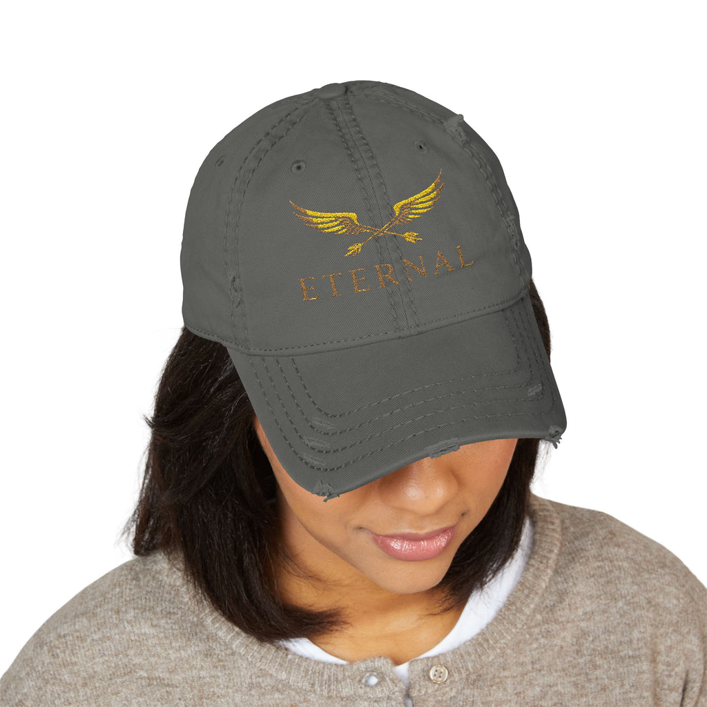 Eternal Embroidered Distressed Dad Hat - Vintage Wing Logo