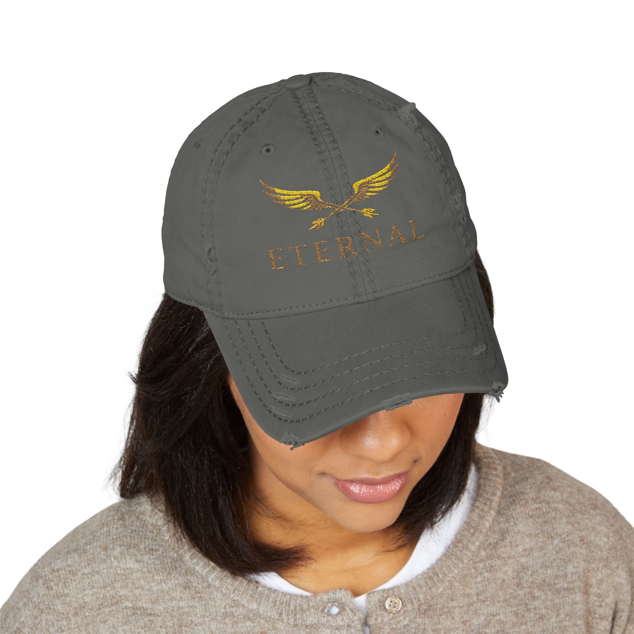 Eternal Embroidered Distressed Dad Hat - Vintage Wing Logo
