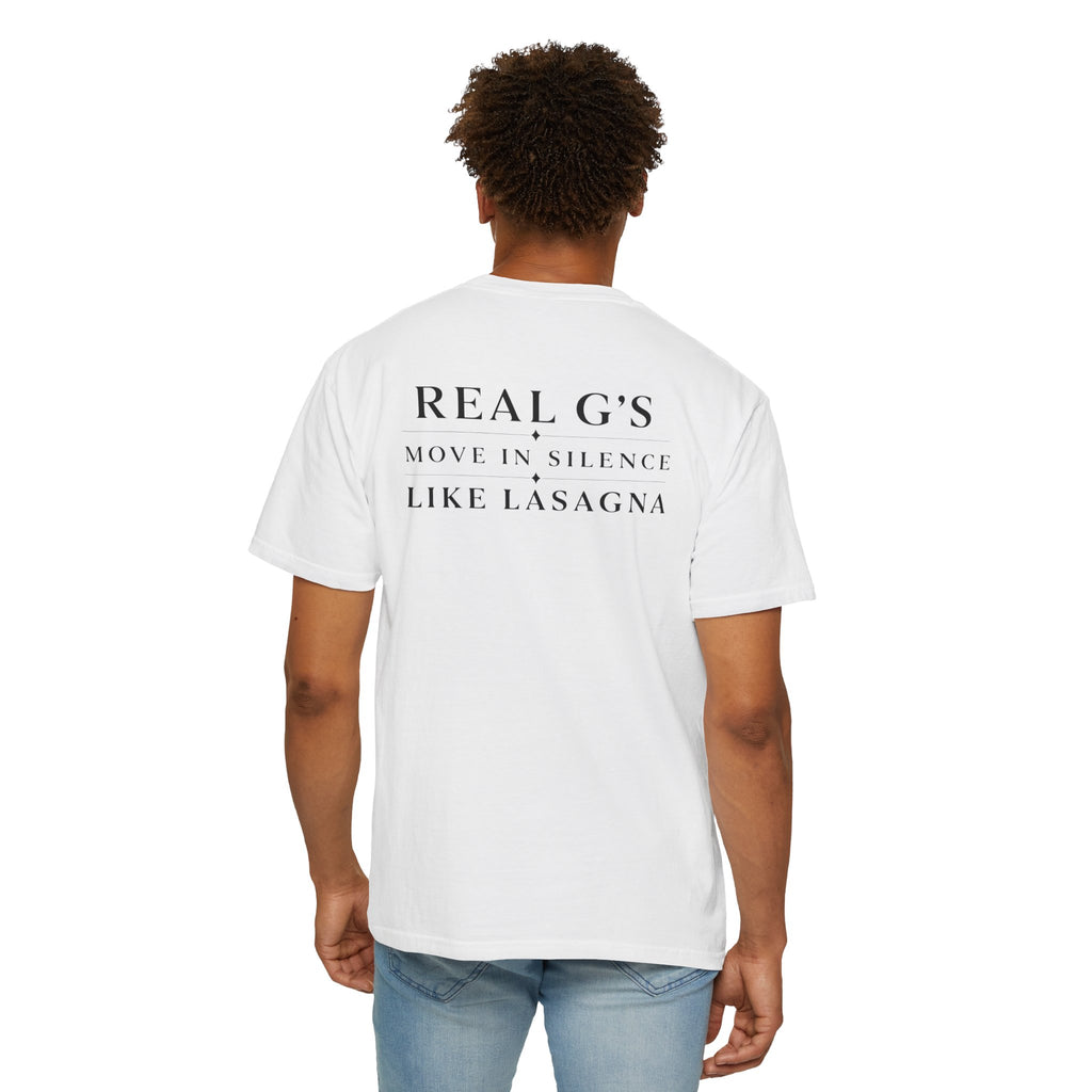 T-Shirt — "Real G's Move in Silence Like Lasagna" Minimal Graphic Tee