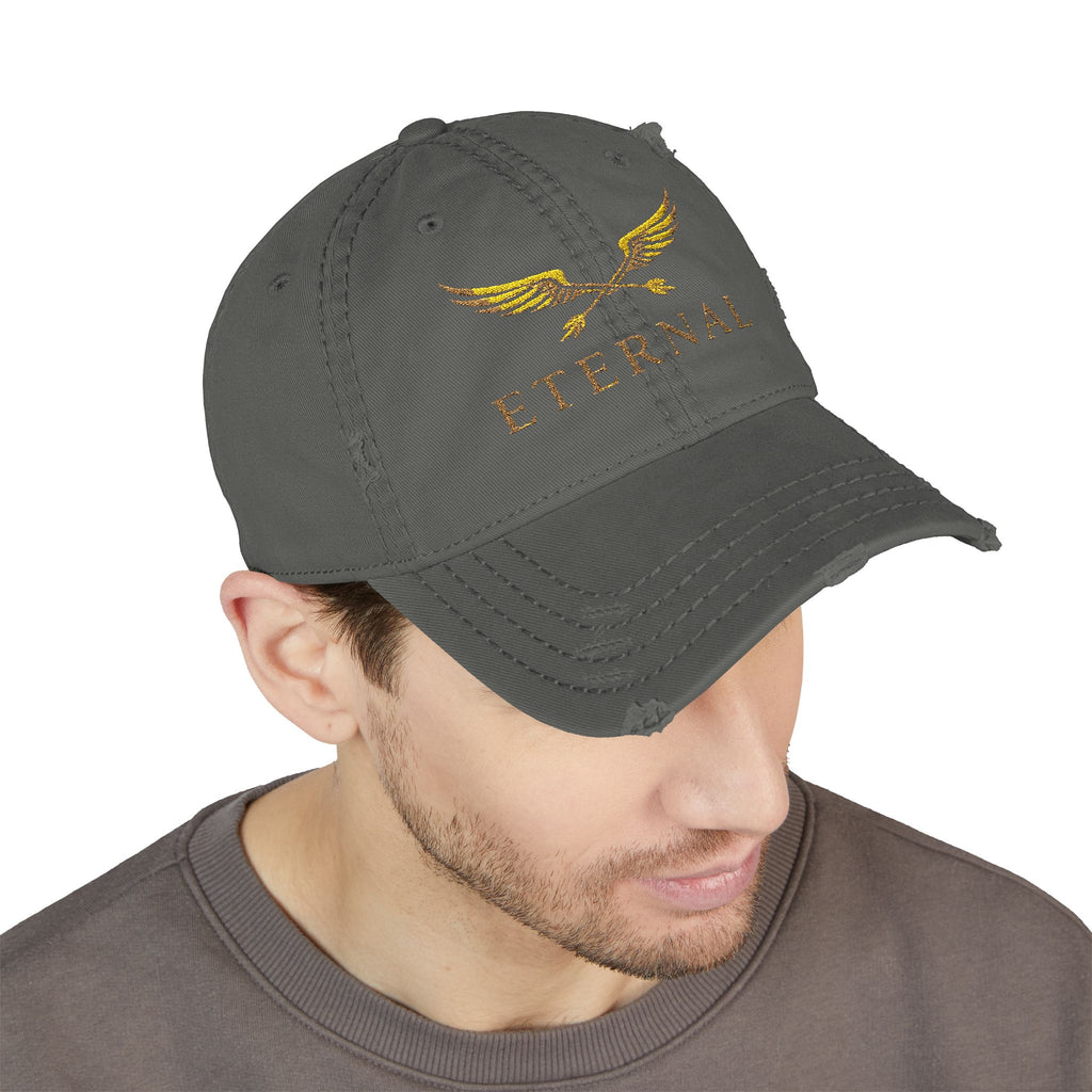 Eternal Embroidered Distressed Dad Hat - Vintage Wing Logo
