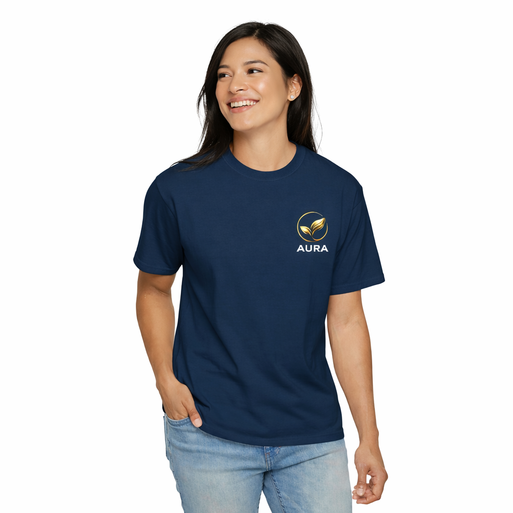 Aura Leaf Logo T-Shirt Minimal Botanical Emblem Tee