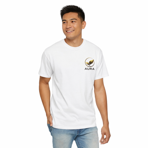 Aura Leaf Logo T-Shirt Minimal Botanical Emblem Tee