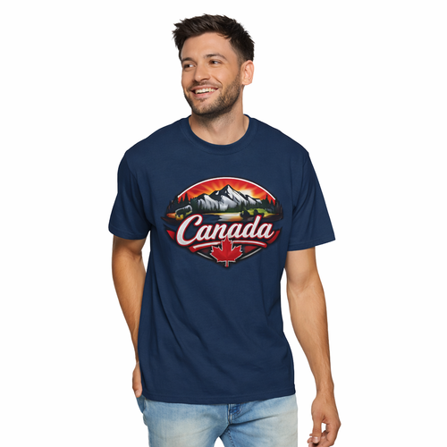 Canada Mountain Badge T-shirt Retro Maple Leaf, Outdoor Badge Design