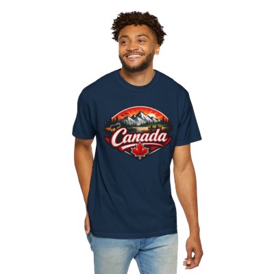 Canada Mountain Badge T-shirt Retro Maple Leaf, Outdoor Badge Design