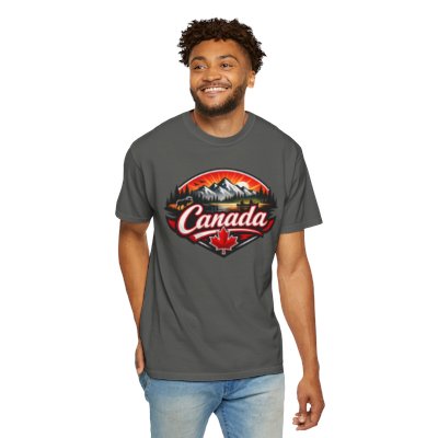 Canada Mountain Badge T-shirt Retro Maple Leaf, Outdoor Badge Design