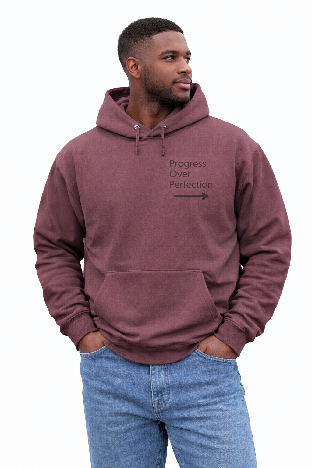 Progress Over Perfection Hoodie, Motivational Sweatshirt, Casual Wear, Gift for Him, Comfortable Outerwear, Everyday Style