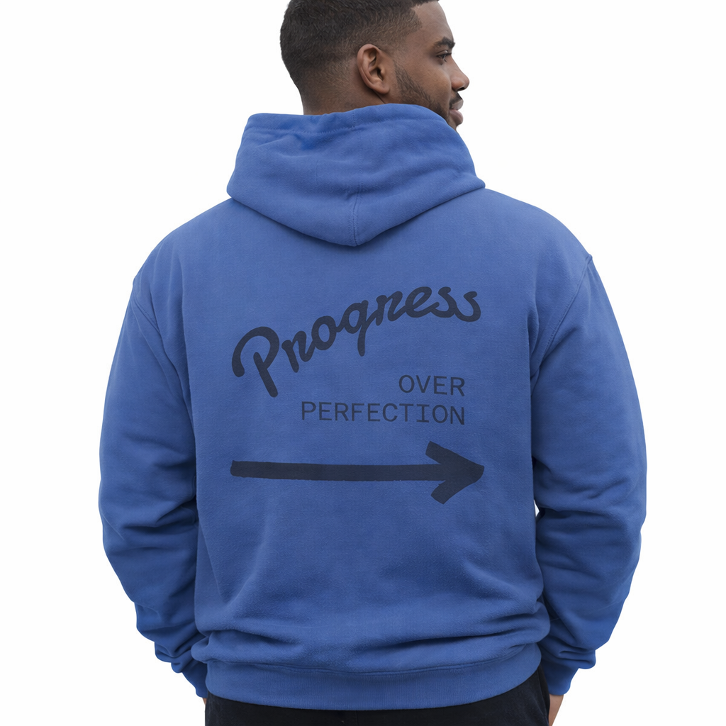 Progress Over Perfection Hoodie, Motivational Sweatshirt, Casual Wear, Gift for Him, Comfortable Outerwear, Everyday Style