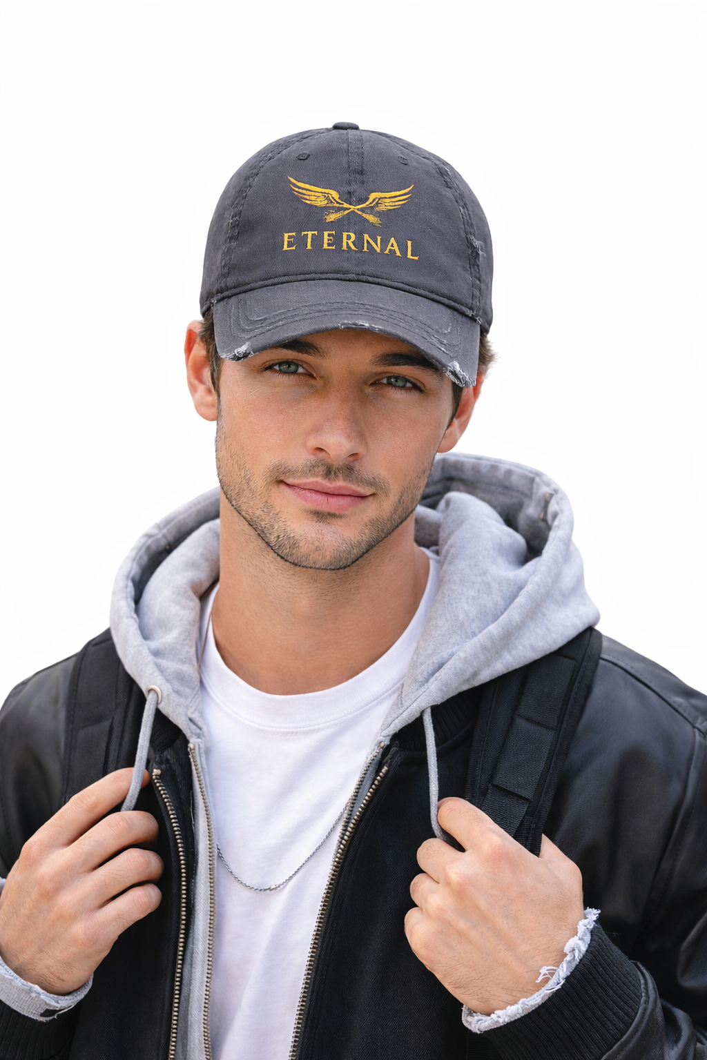 Eternal Embroidered Distressed Dad Hat - Vintage Wing Logo
