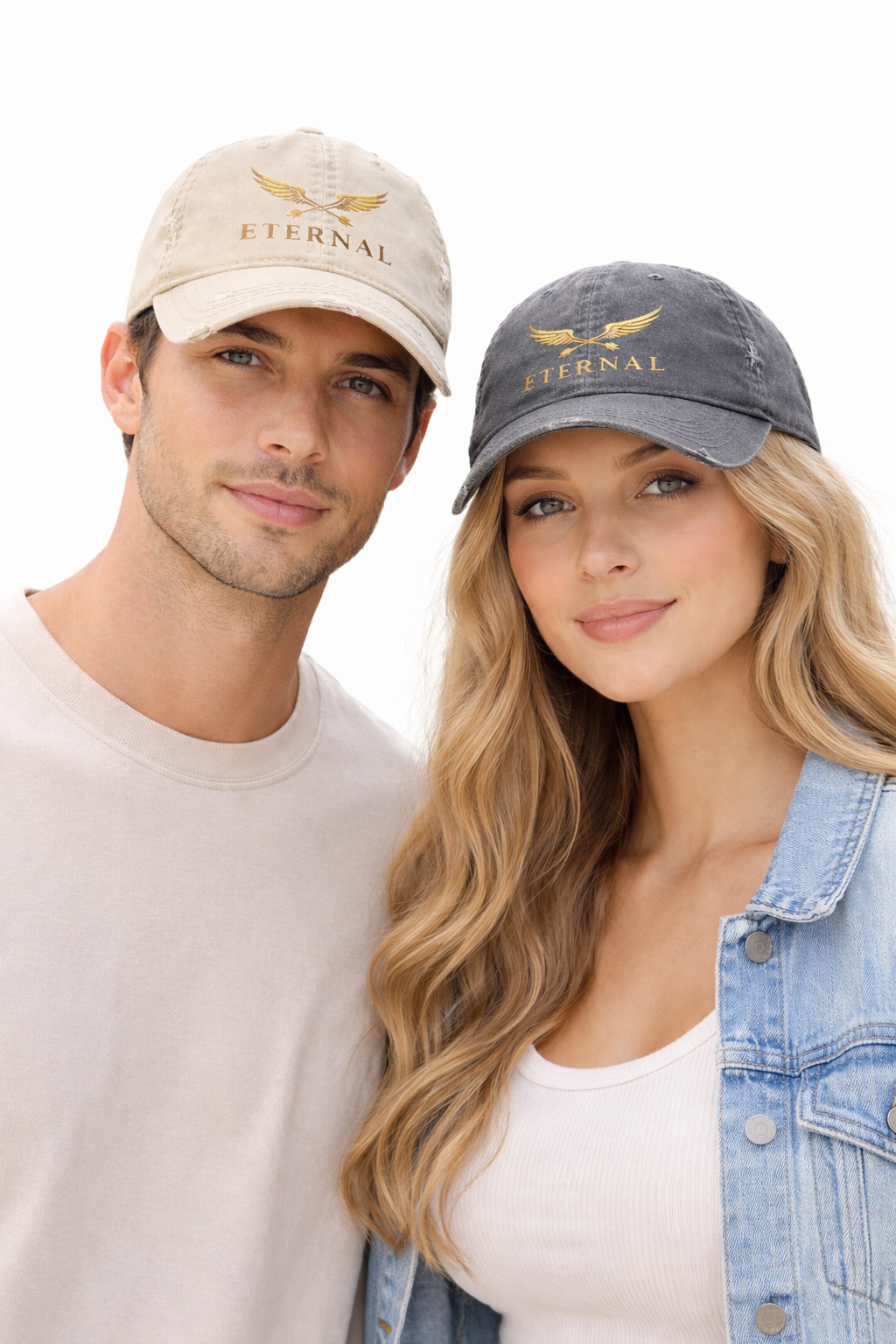 Eternal Embroidered Distressed Dad Hat - Vintage Wing Logo