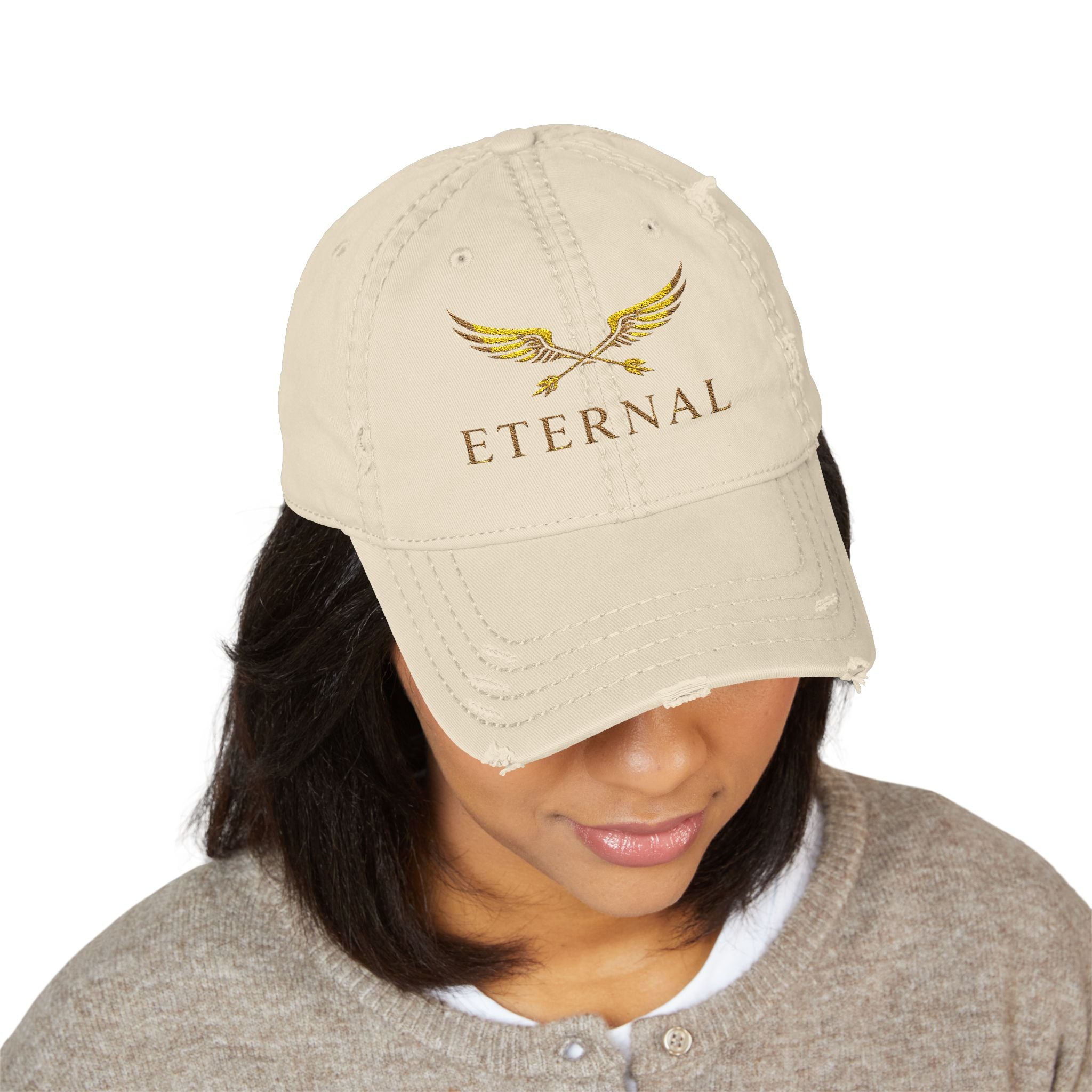 Eternal Embroidered Distressed Dad Hat - Vintage Wing Logo