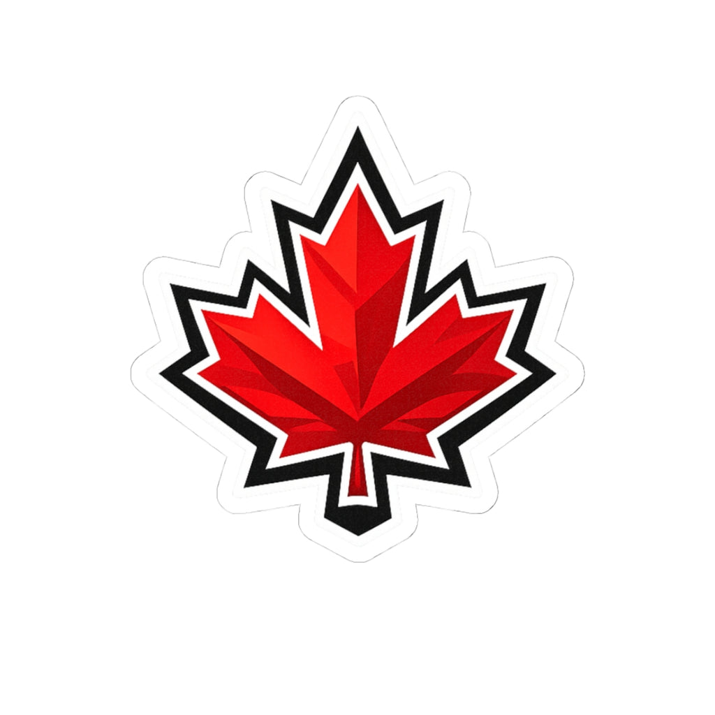 Canada Red Geometric Maple Leaf Sticker | Kiss-Cut Canadian Flag Decal