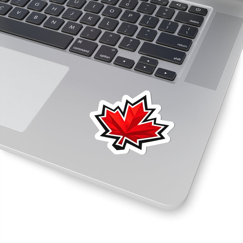 Canada Red Geometric Maple Leaf Sticker | Kiss-Cut Canadian Flag Decal